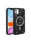 Apple iPhone 11 Kılıf Pırlanta Tasarımlı M-safe Şarj Özellikli Zore Mozaik Silikon Kapak