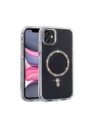 Apple iPhone 11 Kılıf Taşlı Tasarım M-safe Şarj Özellikli Zore Koment Silikon Kapak