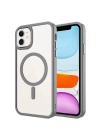 Apple iPhone 11 Kılıf Wireless Şarj Özellikli Zore Krom M-safe Silikon Kapak