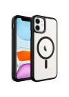 Apple iPhone 11 Kılıf Wireless Şarj Özellikli Zore Krom M-safe Silikon Kapak