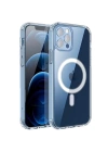 Apple iPhone 11 Pro Max Kılıf M-safe Şarj Özellikli Şeffaf Sert PC Zore Embos Kapak