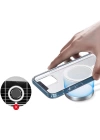 Apple iPhone 11 Pro Max Kılıf M-safe Şarj Özellikli Şeffaf Sert PC Zore Embos Kapak