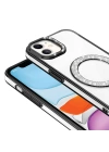 Apple iPhone 12 Kılıf Pırlanta Taş Tasarımlı M-safe Şarj Özellikli Zore Karetta Silikon Kapak