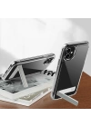 Apple iPhone 12 Kılıf Standlı Şeffaf Silikon Zore L-Stand Kapak