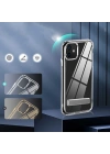 Apple iPhone 12 Kılıf Standlı Şeffaf Silikon Zore L-Stand Kapak