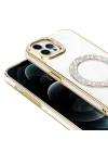 Apple iPhone 12 Pro Kılıf Pırlanta Taş Tasarımlı M-safe Şarj Özellikli Zore Karetta Silikon Kapak