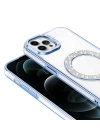 Apple iPhone 12 Pro Kılıf Pırlanta Taş Tasarımlı M-safe Şarj Özellikli Zore Karetta Silikon Kapak