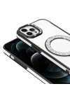 Apple iPhone 12 Pro Kılıf Pırlanta Taş Tasarımlı M-safe Şarj Özellikli Zore Karetta Silikon Kapak