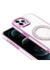 Apple iPhone 12 Pro Kılıf Pırlanta Taş Tasarımlı M-safe Şarj Özellikli Zore Karetta Silikon Kapak