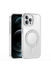 Apple iPhone 12 Pro Kılıf Pırlanta Taş Tasarımlı M-safe Şarj Özellikli Zore Karetta Silikon Kapak