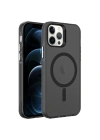 Apple iPhone 12 Pro Kılıf Zore M-safe Şarj Özellikli Buzlu Transparan C-Pro Sert Kapak