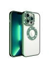 Apple iPhone 12 Pro Max Kılıf Kamera Korumalı Taş Süslemeli Arkası Şeffaf Zore Asya Kapak