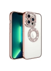 Apple iPhone 13 Pro Kılıf Kamera Korumalı Taş Süslemeli Arkası Şeffaf Zore Asya Kapak