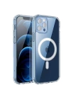 Apple iPhone 13 Pro Kılıf M-safe Şarj Özellikli Şeffaf Sert PC Zore Embos Kapak