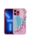 Apple iPhone 13 Pro Max Kılıf Simli Desenli El Askılı Tutacaklı Zore Elsa Silikon Kapak