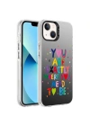 Apple iPhone 14 Kılıf Desenli Zore Silver Sert Kapak