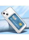 Apple iPhone 14 Kılıf Kartlıklı Şeffaf Zore Setra Clear Silikon Kapak