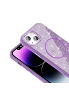 Apple iPhone 14 Kılıf M-safe Şarj Özellikli Parlayan Simli Zore Okso Kapak