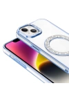 Apple iPhone 14 Kılıf Pırlanta Taş Tasarımlı M-safe Şarj Özellikli Zore Karetta Silikon Kapak