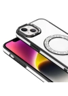 Apple iPhone 14 Kılıf Pırlanta Taş Tasarımlı M-safe Şarj Özellikli Zore Karetta Silikon Kapak