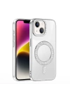 Apple iPhone 14 Kılıf Pırlanta Taş Tasarımlı M-safe Şarj Özellikli Zore Karetta Silikon Kapak