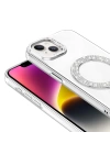 Apple iPhone 14 Kılıf Pırlanta Taş Tasarımlı M-safe Şarj Özellikli Zore Karetta Silikon Kapak