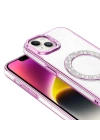 Apple iPhone 14 Kılıf Pırlanta Taş Tasarımlı M-safe Şarj Özellikli Zore Karetta Silikon Kapak