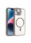 Apple iPhone 14 Kılıf Standlı ve Kamera Lens Hediyeli M-Safe Şarj Özellikli Zore Etro Kapak