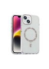 Apple iPhone 14 Kılıf Taşlı Tasarım M-safe Şarj Özellikli Zore Koment Silikon Kapak