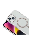 Apple iPhone 14 Kılıf Taşlı Tasarım M-safe Şarj Özellikli Zore Koment Silikon Kapak