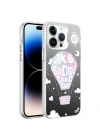 Apple iPhone 14 Pro Max Kılıf Desenli Zore Silver Sert Kapak