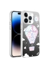 Apple iPhone 14 Pro Max Kılıf Desenli Zore Silver Sert Kapak