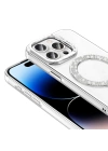 Apple iPhone 14 Pro Max Kılıf Pırlanta Taş Tasarımlı M-safe Şarj Özellikli Zore Karetta Silikon Kapak
