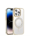 Apple iPhone 14 Pro Max Kılıf Pırlanta Taş Tasarımlı M-safe Şarj Özellikli Zore Karetta Silikon Kapak