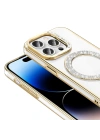 Apple iPhone 14 Pro Max Kılıf Pırlanta Taş Tasarımlı M-safe Şarj Özellikli Zore Karetta Silikon Kapak