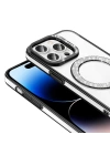 Apple iPhone 14 Pro Max Kılıf Pırlanta Taş Tasarımlı M-safe Şarj Özellikli Zore Karetta Silikon Kapak