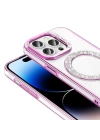 Apple iPhone 14 Pro Max Kılıf Pırlanta Taş Tasarımlı M-safe Şarj Özellikli Zore Karetta Silikon Kapak