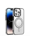 Apple iPhone 14 Pro Max Kılıf Pırlanta Taş Tasarımlı M-safe Şarj Özellikli Zore Karetta Silikon Kapak