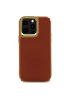 Apple iPhone 14 Pro Max Kılıf Soft Deri Metal Kamera Çerçeveli ​Kajsa Litchi Kapak