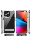 Apple iPhone 14 Pro Max Kılıf Standlı Şeffaf Silikon Zore L-Stand Kapak