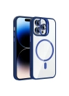 Apple iPhone 14 Pro Max Kılıf Standlı ve Kamera Lens Hediyeli M-Safe Şarj Özellikli Zore Etro Kapak