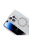Apple iPhone 14 Pro Max Kılıf Taşlı Tasarım M-safe Şarj Özellikli Zore Koment Silikon Kapak