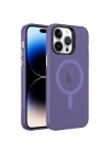 Apple iPhone 14 Pro Max Kılıf Zore M-safe Şarj Özellikli Buzlu Transparan C-Pro Sert Kapak