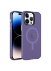 Apple iPhone 14 Pro Max Kılıf Zore M-safe Şarj Özellikli Buzlu Transparan C-Pro Sert Kapak