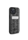 Apple iPhone 15 Kılıf Lacoste Orjinal Lisanslı M-safe Şarj Özellikli PU Deri Görünümlü Kartlıklı Karışık Monogram Desenli Kapak