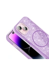 Apple iPhone 15 Kılıf M-safe Şarj Özellikli Parlayan Simli Zore Okso Kapak