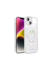 Apple iPhone 15 Kılıf M-Safe Şarj Özellikli Şeffaf Zore Folk Sert Kapak