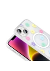 Apple iPhone 15 Kılıf M-Safe Şarj Özellikli Şeffaf Zore Folk Sert Kapak