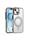 Apple iPhone 15 Kılıf Pırlanta Taş Tasarımlı M-safe Şarj Özellikli Zore Karetta Silikon Kapak