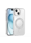 Apple iPhone 15 Kılıf Pırlanta Taş Tasarımlı M-safe Şarj Özellikli Zore Karetta Silikon Kapak